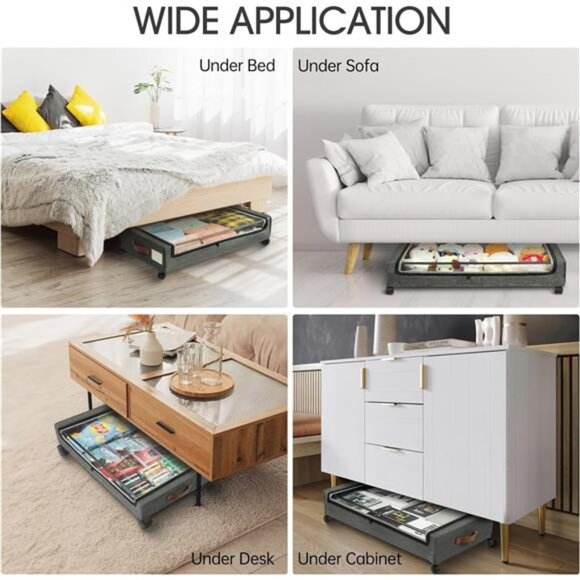 Under Bed Storage with Wheels, 2Pack Under Bed Storage Containers, Shoe Storage - Picture 6 of 7